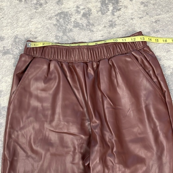 New WeWoreWhat Vegan Leather Jogger Pants Pull On Brown Sz M - Picture 8 of 13